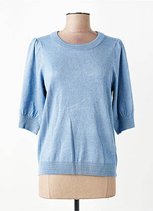 Pull coupe cintrée manches courtes bleu JENSEN femme