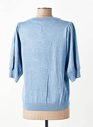 Pull coupe cintrée manches courtes bleu JENSEN femme
