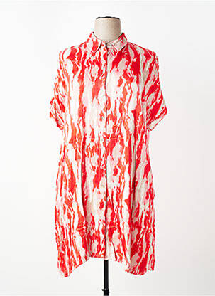 Robe mi-longue imprimé fantaisie manches courtes rouge CISO femme