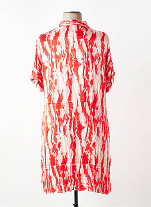 Robe mi-longue imprimé fantaisie manches courtes rouge CISO femme
