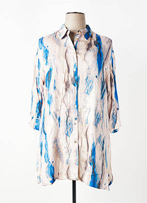 Chemisier imprimé fantaisie manches 3/4 bleu CISO femme