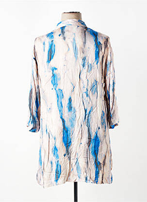 Chemisier imprimé fantaisie manches 3/4 bleu CISO femme