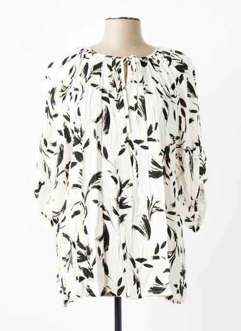 Blouse tissage popeline manches 3/4 blanc CISO femme