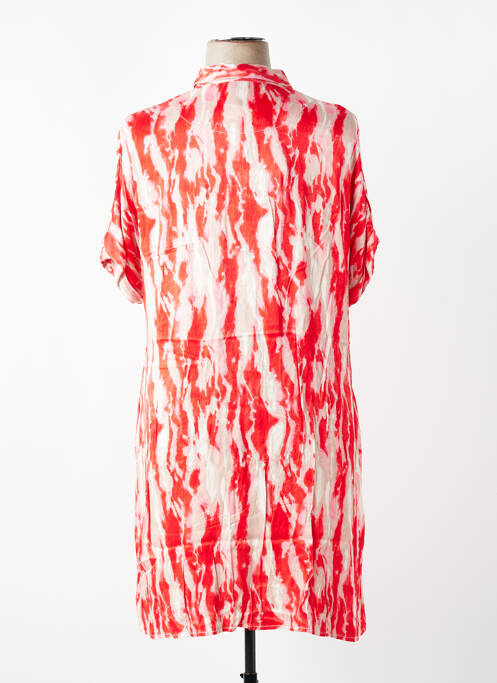 Robe mi-longue imprimé fantaisie manches courtes rouge CISO femme