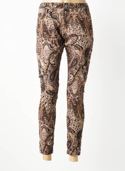 Pantalon 7/8 stretch taille normale marron PLACE DU JOUR femme
