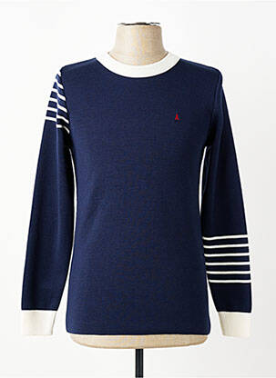 Pull stretch manches longues bleu MAISON FT homme