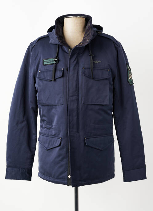 Parka poignets pressionnés a capuche bleu AERONAUTICA homme
