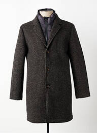 Manteau long tissage chiné sans capuche noir MASON'S homme