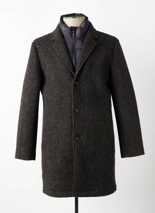 Manteau long tissage chiné sans capuche noir MASON'S homme