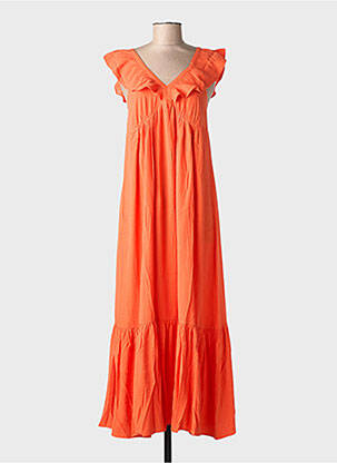 Robe longue coupe évasée sans manche orange ORFEO femme