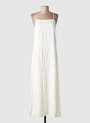 Robe longue coupe fluide fines bretelles beige PIECES femme