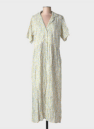 Robe longue tissage popeline manches courtes jaune COMPAÑIA FANTASTICA femme