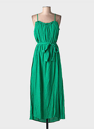 Robe longue tissage crêpe fines bretelles vert COMPAÑIA FANTASTICA femme