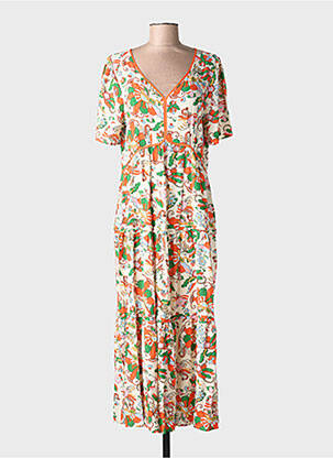 Robe longue manches courtes manches courtes orange DEELUXE femme