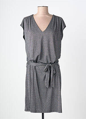 Robe courte coupe fluide manches courtes argent DEELUXE femme