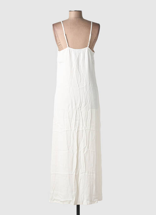Robe longue manches bretelles ajustables fines bretelles beige PIECES femme