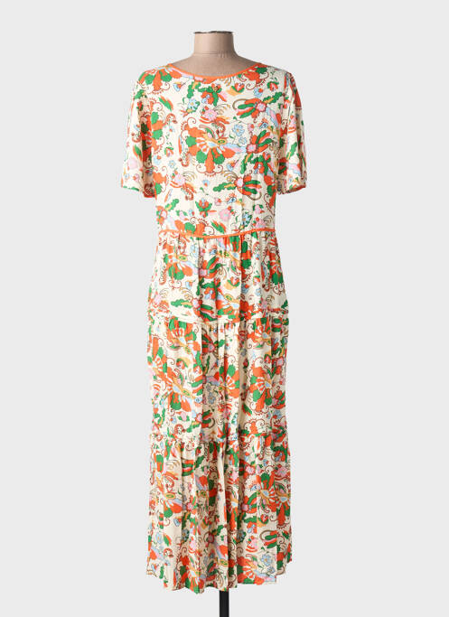 Robe longue manches courtes manches courtes orange DEELUXE femme