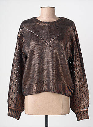 Pull stretch manches longues marron PIECES femme