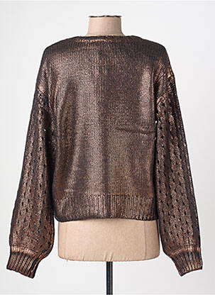 Pull stretch manches longues marron PIECES femme