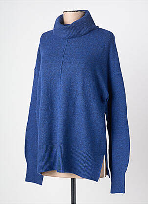 Pull col roulé coupe droite manches longues bleu PIECES femme