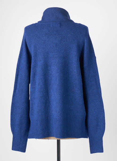 Pull col roulé tissage chiné manches longues bleu PIECES femme