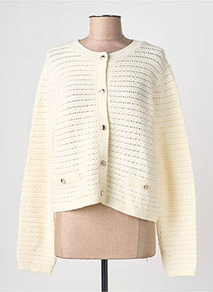 Gilet manches longues col rond beige VERO MODA femme