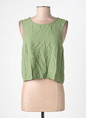 Top coupe cintrée sans manche vert PIECES femme