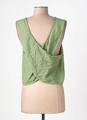 Top coupe cintrée sans manche vert PIECES femme