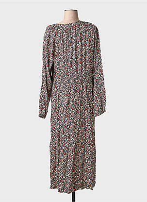 Robe longue tissage popeline manches longues bleu C'EST BEAU LA VIE femme