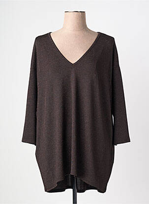 Top stretch manches 3/4 marron VERO MODA femme