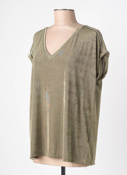 T-shirt coupe droite manches courtes vert DEELUXE femme