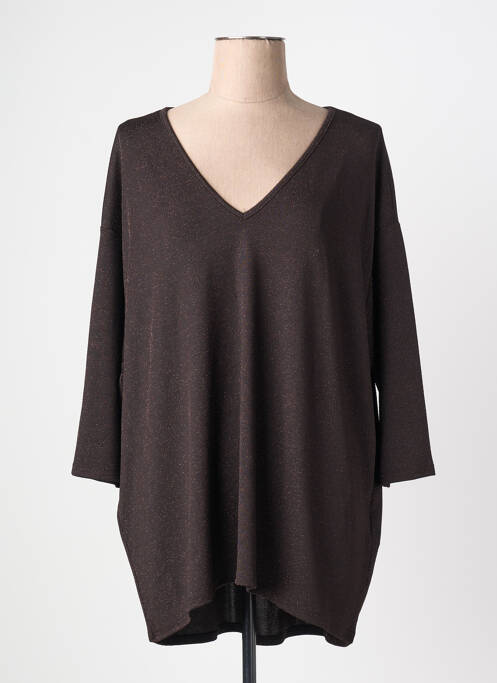 Top stretch manches 3/4 marron VERO MODA femme