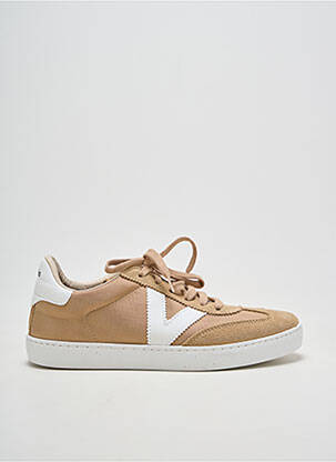 Baskets bout rond talon plat jusqu'à 3cm beige VICTORIA femme