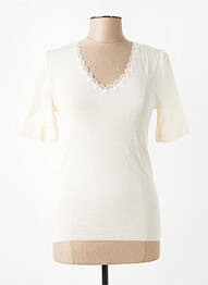 T-shirt col v manches courtes beige MEY femme