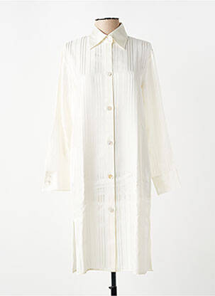 Robe mi-longue coupe fluide manches longues beige LUNA DI SETA femme
