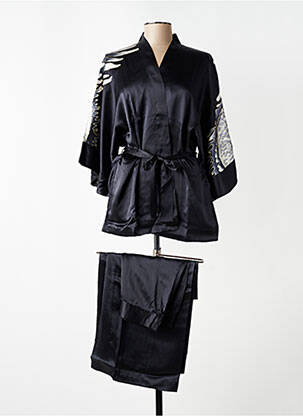 Déshabillé manches longues noir MARJOLAINE femme