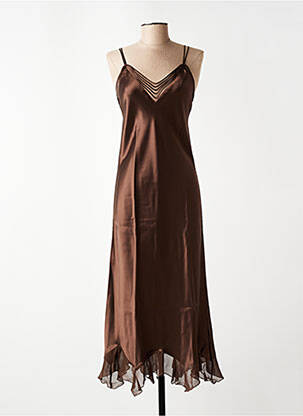 Nuisette/combinette effet matière satinée marron LUNA DI SETA femme