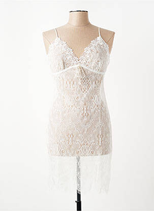 Nuisette/combinette effet matière satinée blanc MARJOLAINE femme
