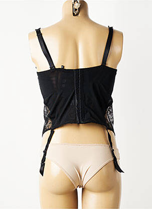 Guêpière/porte-jarretelle effet matière satinée noir EMPREINTE femme