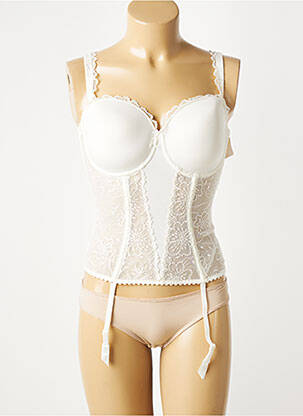 Guêpière/porte-jarretelle effet matière satinée blanc MARIE JO femme