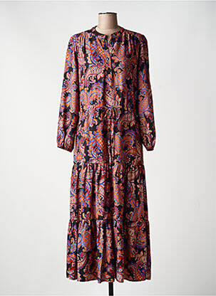 Robe longue imprimé fantaisie manches longues rose RUE DES ABBESSES femme