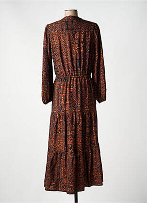 Robe longue imprimé fantaisie manches longues marron RUE DES ABBESSES femme