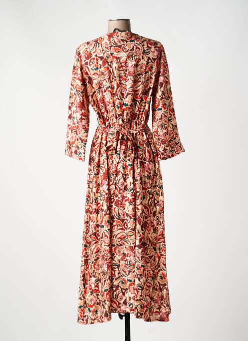 Robe longue imprimé fantaisie manches 3/4 marron PAKO LITTO femme
