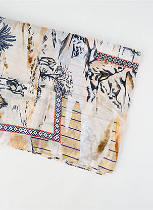 Foulard tissage popeline beige LA FEE MARABOUTEE femme