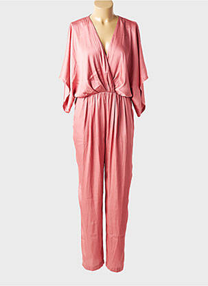Combi-pantalon col cache-coeur manches courtes rose SEE U SOON femme