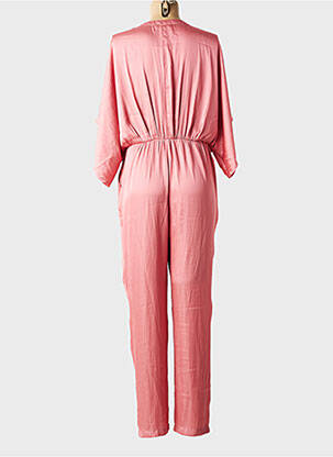 Combi-pantalon col cache-coeur manches courtes rose SEE U SOON femme
