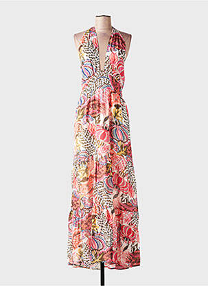 Robe longue imprimé fleurs fines bretelles rose SEE U SOON femme