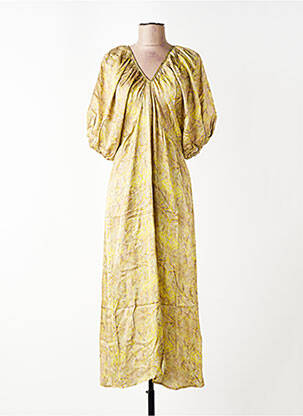 Robe longue imprimé fantaisie manches courtes vert SEE U SOON femme