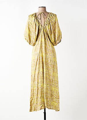 Robe longue imprimé fantaisie manches courtes vert SEE U SOON femme