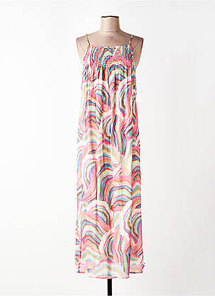 Robe longue imprimé fantaisie fines bretelles rose SEE U SOON femme